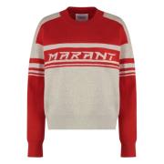 Isabel Marant Étoile Räfflad crew-neck tröja i bomullsblandning Red, D...