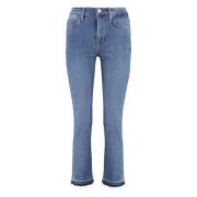 Frame Hög Straight Jeans med Kontrastsömn Blue, Dam