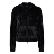 Balenciaga Velvet Zip Hoodie med BB Paris Logo Black, Dam