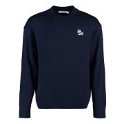 Maison Kitsuné Ulltröja med Räv Patch Blue, Herr