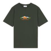 Maison Kitsuné Fox Comfort Tee-Shirt med Front Print Green, Herr