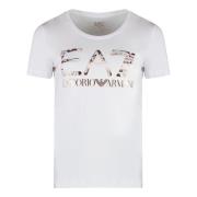 Emporio Armani EA7 Färgstarkt Print Modal Bomull T-shirt White, Dam