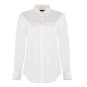 Ralph Lauren Cotton Stretch Skjorta Rundad Fåll White, Dam