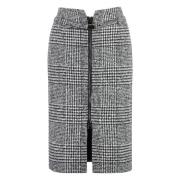 Tom Ford Houndstooth Ullkjol med Midjebälte Black, Dam