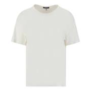 R13 Ribbstickad bomulls-T-shirt White, Dam