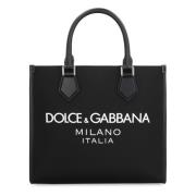 Dolce & Gabbana Läderdetaljerad Nylon Tote Väska Black, Herr