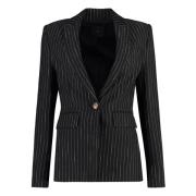 PINKO Pin-striped Enkelknäppt Jacka Black, Dam