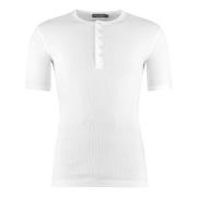 Dolce & Gabbana Räfflad bomull crew-neck t-shirt White, Herr