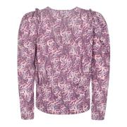 Isabel Marant Mauve Grafiskt Tryck Silk Blend Tröja Pink, Dam