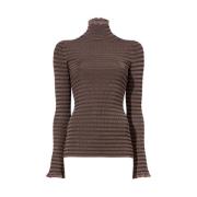 Proenza Schouler Randig Turtlenecktröja i Geo Stickningar Brown, Dam