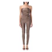 Andamane Strapless jumpsuit med draperad detalj Brown, Dam