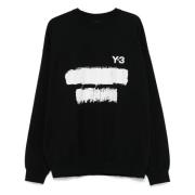 Y-3 Grafisk Crew Sweatshirt Black, Herr