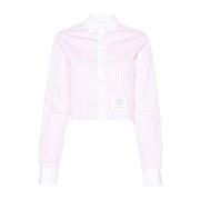 Thom Browne Rosa Universitetsrand Logo Skjorta Pink, Dam