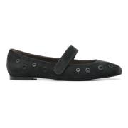 Roberto Festa Balett Flats i Mocka Gray, Dam