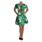 Dolce & Gabbana Elegant grnt bananblad A-linje klnning Green, Dam