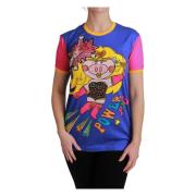 Dolce & Gabbana Elegant bomullst-shirt med Supergirl-motiv Blue, Dam