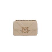 PINKO Beige Läder Väska med Guldtonad Maskinvara Beige, Dam