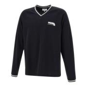 Maison Kitsuné Svart Bomullströja med Flash Fox Logo Black, Herr