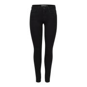 ONLY Svarta Skinny Dragkedja Jeans Höst/Vinter Kvinnor Black, Dam