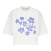 Marni Vit Bomull T-shirt Rund Hals Korta ärmar White, Dam