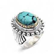 Jalan Jalan 925 Silver Turkos Oval Ring Blue, Dam