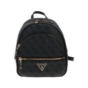 Guess Elegant Svart Ryggsäck med Gyllene Detaljer Black, Dam