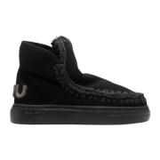 Mou Svart Shearling Platta Sneakers Black, Dam