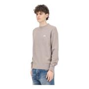 Calvin Klein Jeans Beige Crewneck Sweater med Logo Patch Beige, Herr