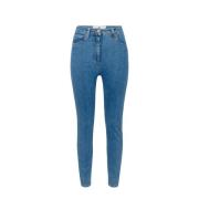 Elisabetta Franchi Högmidjade skinny jeans med logodetalj Blue, Dam