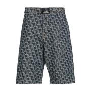 Lanvin Monogram Shorts med Broderad Logotyp Blue, Herr