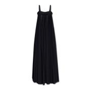 Dolce & Gabbana Maxi Plisserad Klänning med Långa ärmar Black, Dam