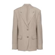 Prada Ull Blazer Jacka Kvinnor Italien Logo Beige, Dam