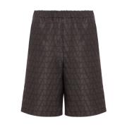 Valentino Monogram Silkes Shorts Brown, Herr