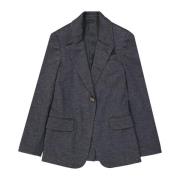 Brunello Cucinelli Ull Blazer Knappstängning Sidofickor Gray, Herr