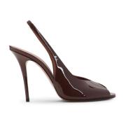 Amina Muaddi Chocolate Sling Patent Pumps Brown, Dam