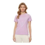 Guess Bomull Logo T-shirt - Violett Rak passform Purple, Dam