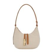 Furla Canvas och läder crossbody väska Beige, Dam