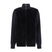 Loewe Shearling Fold Jacket med hög hals Black, Dam