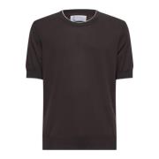 Brunello Cucinelli Brun Bomull Crewneck Tröja med Detaljer Brown, Herr