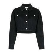 Alexander McQueen Denim Cropped Jacka Made in Italy Black, Dam