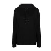 Saint Laurent Logotyp Försedd med Dragsko Hoodie Black, Dam