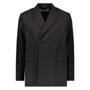 Off White Dubbelknäppt Lapel Jacka Black, Herr