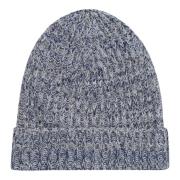 Malo Kashmir Ribbstickad Beanie Mössa Blue, Herr