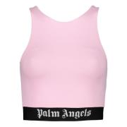 Palm Angels Logo Crop-top Elastisk Midjeband Pink, Dam