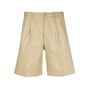 Gucci Pleated Cotton Bermuda Shorts Beige, Herr