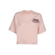 Opening Ceremony Kortad Bomull T-shirt med Logo Patch Pink, Dam