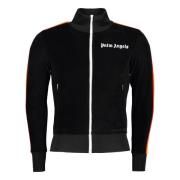 Palm Angels Chenille Full-Zip Sweatshirt med Ränder Black, Herr