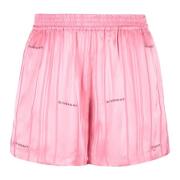 Givenchy Randiga Silkesshorts med Logotryck Pink, Dam