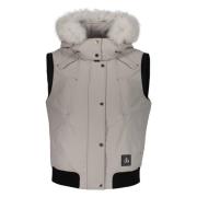 Moose Knuckles Huva Bodywarmer med avtagbar pälskant Gray, Dam