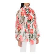 Dolce & Gabbana Carnation Print Öppen Chiffongblus Multicolor, Dam